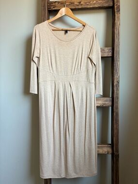Isabella Oliver Taupe Empire Waist Maternity Midi Dress Size 4 (US 10)